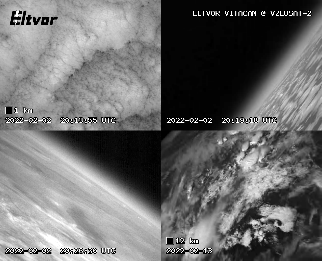 Photos taken using VCVS2 with VCAM1M3-BW (B&W camera) on-board VZLUSAT2